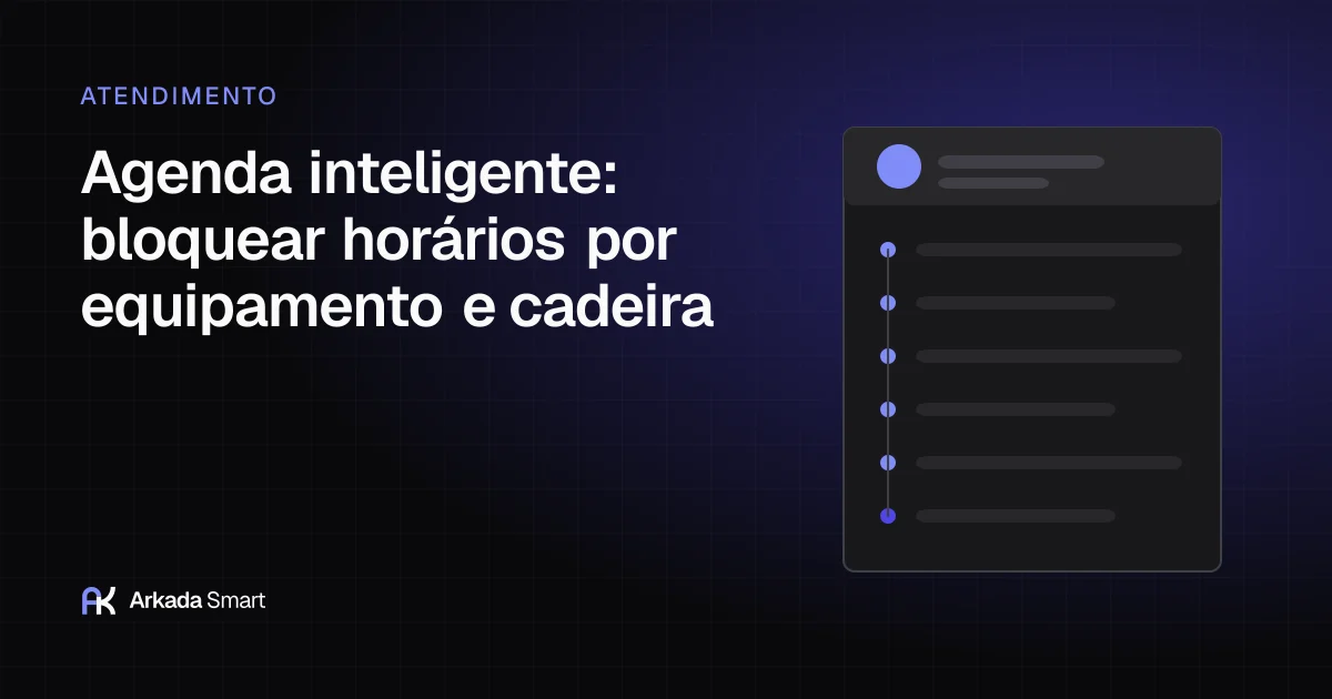 Capa do artigo «Agenda inteligente: bloquear horários por equipamento e cadeira», com ilustração abstrata em índigo e grafite