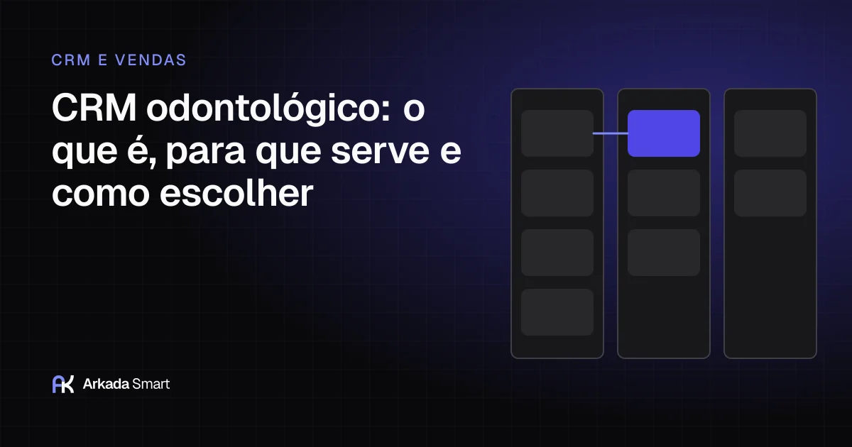 Ilustração abstrata em índigo com colunas de cartões em sequência, lembrando um quadro de funil de vendas