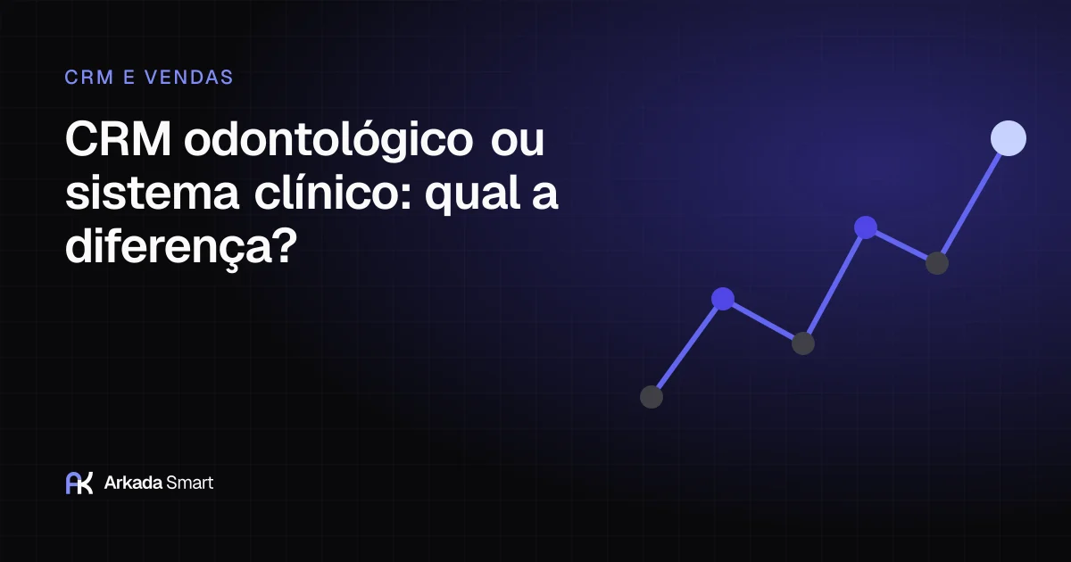 Capa do artigo «CRM odontológico ou sistema clínico: qual a diferença?», com ilustração abstrata em índigo e grafite