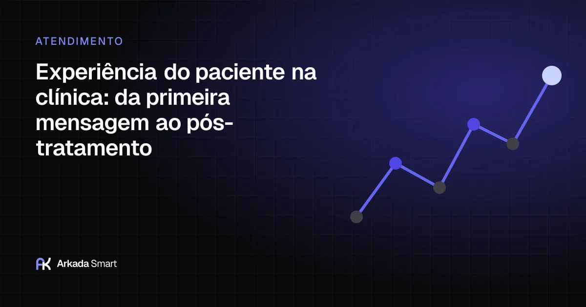 Ilustração abstrata em índigo e grafite com uma linha contínua que passa por pontos, representando a jornada do paciente