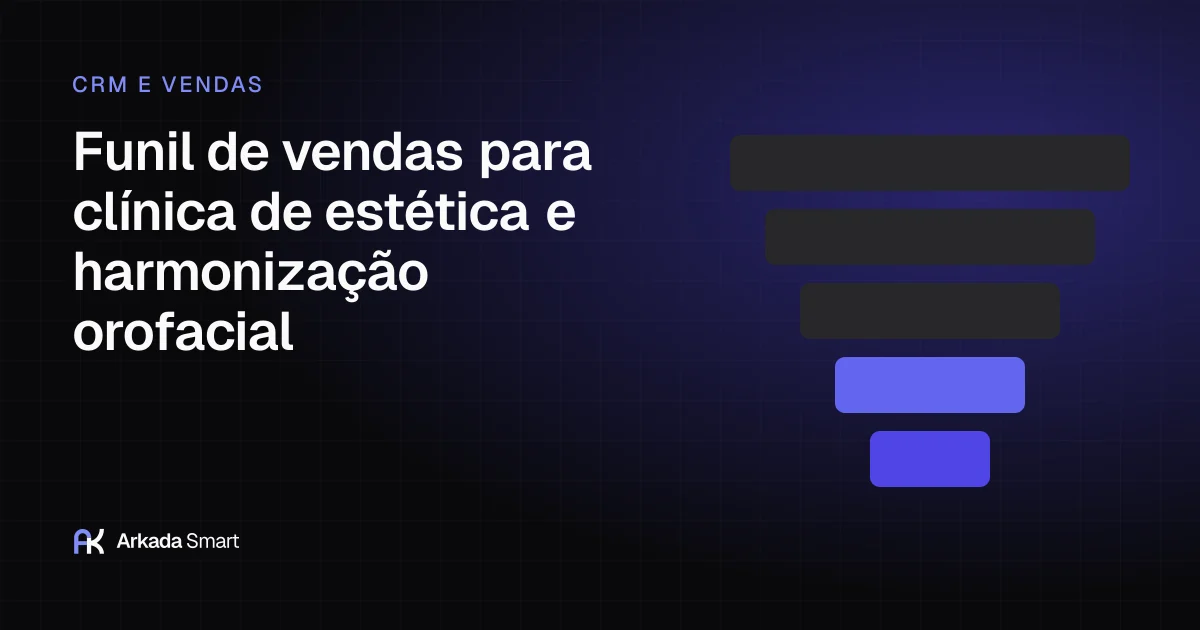 Ilustração abstrata em índigo com faixas horizontais que se estreitam, representando as etapas de um funil